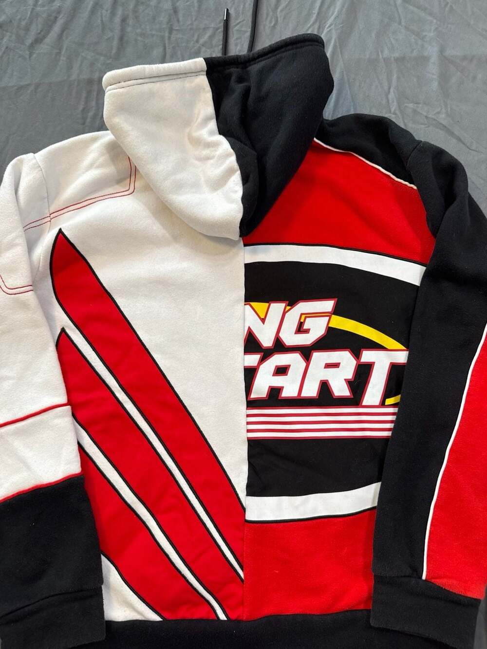 Forever 21 Men's Racing Style Colorblock Zip-Up Graphic Hoodie